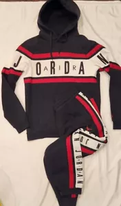 Jordan Air Fleece Spellout Pullover Medium Hoodie & Large Pants Outfit - Picture 1 of 7