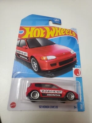 2024 Hot Wheels 92 Honda Civic EG Red J-imports - Image 1 of 3
