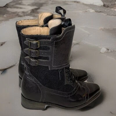 Oak Tree Farms Talla 7.5 Faye Victoriano Romance Encaje Bota Puntera Cuero Foto 1 de 4