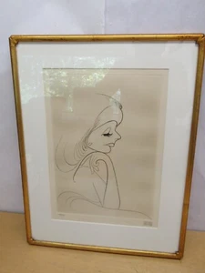 Vintage Al Hirshfield signed Lithographie Frauengesicht #135/200 gerahmt - Bild 1 von 9