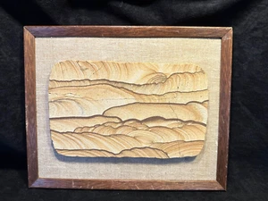 Sandstone/Jasper Plaque Slice Framed Landscape Picture 8.25x5 In. - Picture 1 of 5