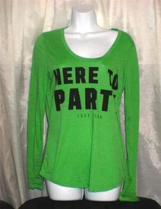 Victoria's Secret Green Black Here to Party Long Sleeve T SHIRT S NWT - Bild 1 von 1