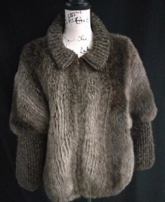 Chaqueta Suéter Mangas Vintage AVEC TU Talla L/XL Piel Sintética Cremallera VER Medida z44 Foto 1 de 4