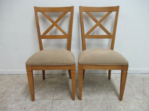 Pair Ethan Allen Elements Crossback Dining Room Side Chairs  B Cover