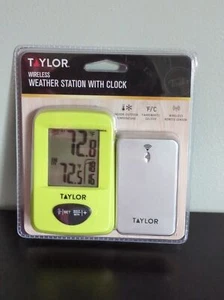 Taylor Weather Station With Clock Wireless 100ft. Yellow 1511AST1 - Picture 1 of 5