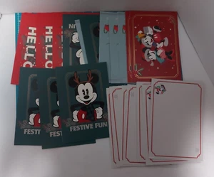 Disney Mickey Mouse Christmas Cards Lot Of 14 Unused W/ Assorted Envelopes - Foto 1 di 6
