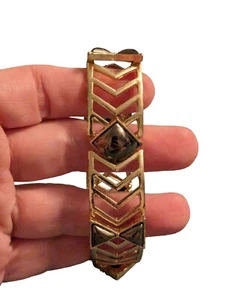 Chevron goldfarben Modeschmuck Cut Out Armband Rauch Edelsteine verstellbar - Bild 1 von 13