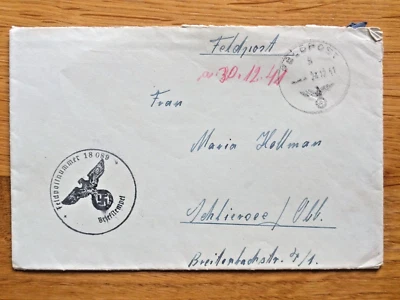 Feldpost Brief  1941 FpNr 18089 Luftwaffen-Sanitäts-Bereitsch 3/VII LGPA Paris - Bild 1 von 2