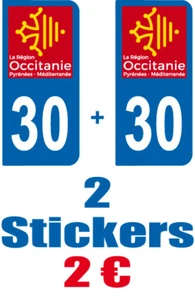 2-STICKERS-PLAQUE-AUTO-IMMATRICULATION-DEPARTEMENT-LOGO 30 - Bild 1 von 1