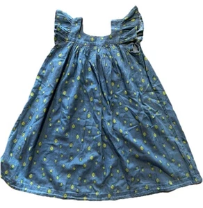 Tucker & Tate Lemon Print Flutter Sleeve Blue Chambray Peasant Dress Girls Sz 7 - Picture 1 of 10