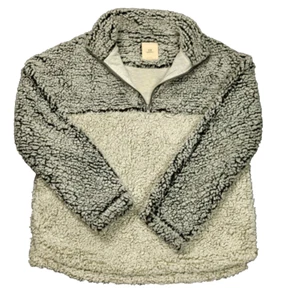 Thread and Supply Wubby Fleece Sherpa Lined Jacket 1/4 Zip Charcoal & Ivory S - Picture 1 of 15