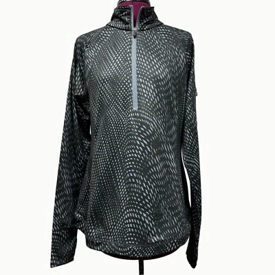 Pullover Atlético Tek Gear Cálido Geométrico Negro Gris Cuarto Cremallera Manga Larga L Foto 1 de 4