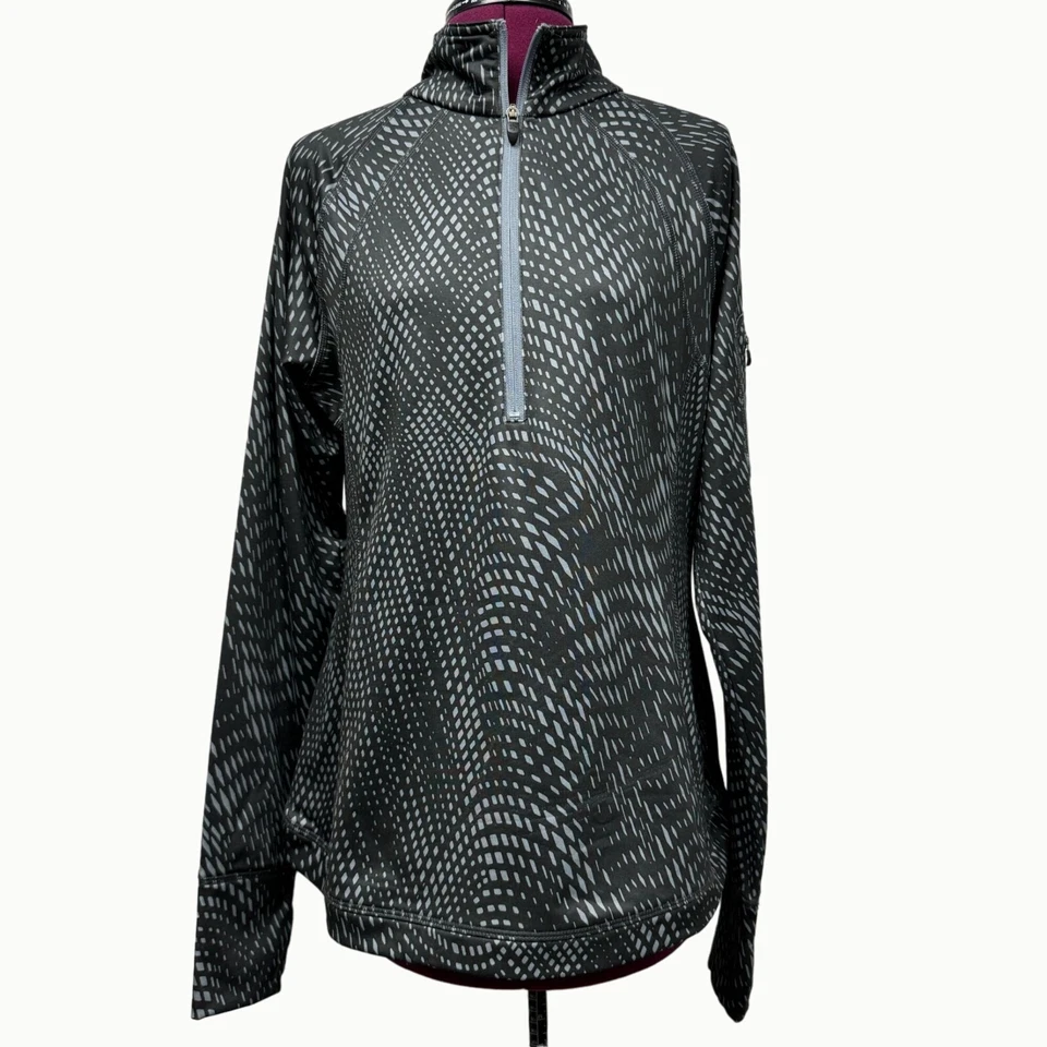 Pullover Atlético Tek Gear Cálido Geométrico Negro Gris Cuarto Cremallera Manga Larga L Foto 1 de 4