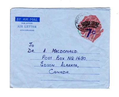 G547 Sierra Leone 1967 Stationery Air Letter / Aerogramme - Sent to Canada - - Image 1 of 3