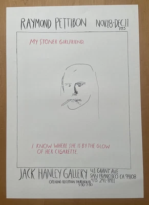 Póster de exposición Raymond Pettibon Jack Hanley Gallery 1993 14" x 20" casi como nuevo Foto 1 de 4