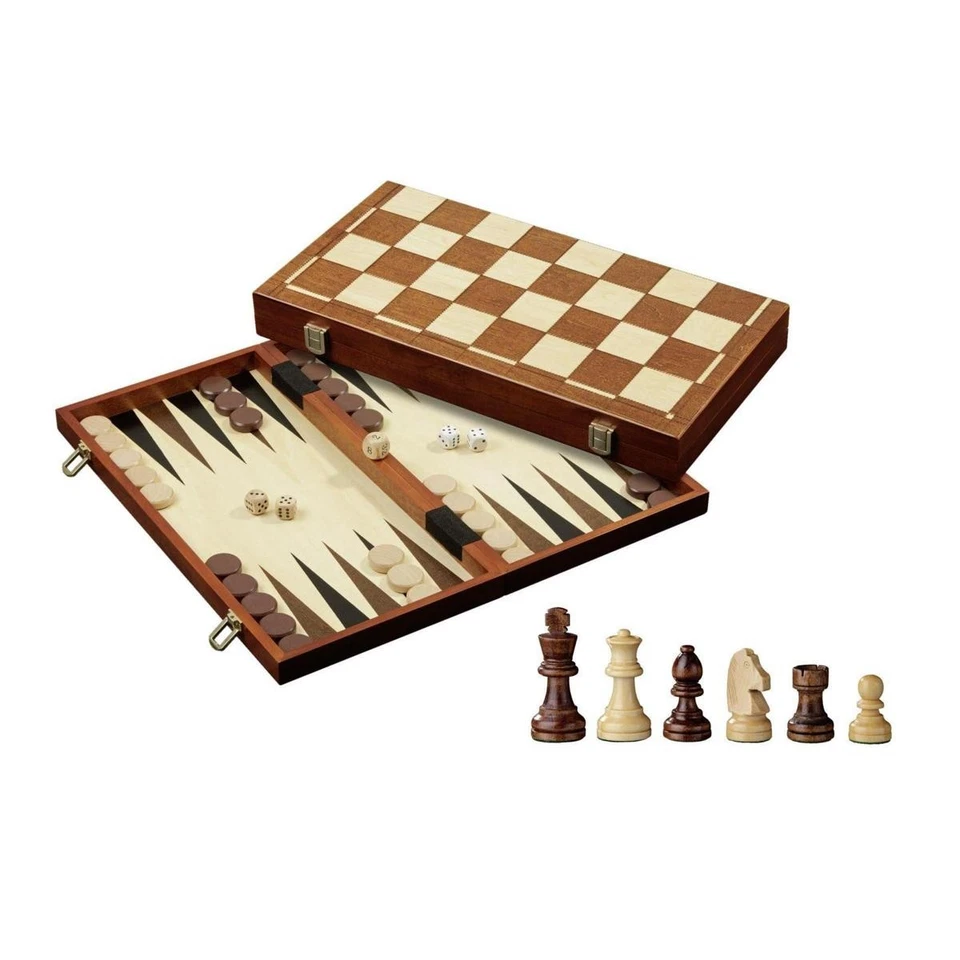 Schach Backgammon Dame Set, Feld 45 mm,Brettspiel aus Holz, 1-2... - Bild 1 von 1