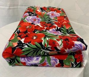 Vintage Robert Kaufman Florals Cotton Fabric yardage red purple green colorway - Picture 1 of 4