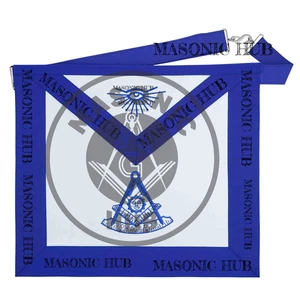 Neu Freimaurer Past Master Schürze ganz blau mit Sonnenemblem Maschinenstickerei - Bild 1 von 7