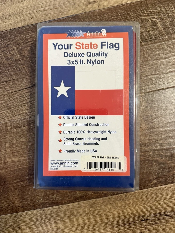 Annin Texas State Flag 3x5 Ft. Nylon SolarGuard Nyl-glo 100 Made in USA to