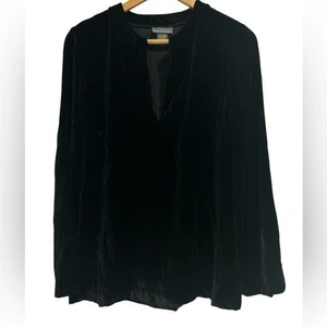 Vintage Y2K Banana Republic Seidenmischung Samt Whimsygoth schwarz Tunika Top-M - Bild 1 von 7