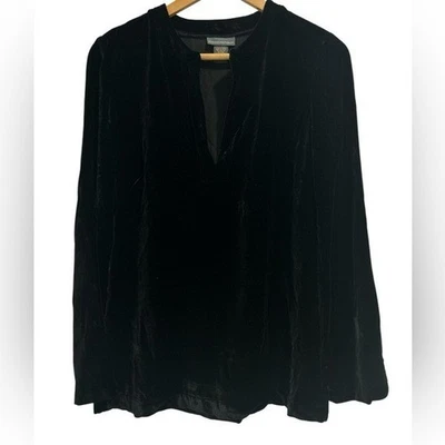 Vintage Y2K Banana Republic Silk Blend Velvet  Whimsygoth Black Tunic Top - M - Image 1 of 4