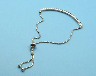 Starco Jewelers Sterling Silver Clear Topaz Gemstone Box Chain Bolo Bracelet - Image 1 of 4