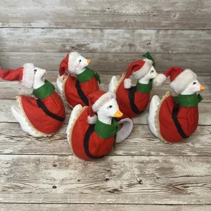 Vintage Vera Neumann Weihnachten Santa Ente Gans Schaumstoff Serviettenringe 5er Set - Bild 1 von 24
