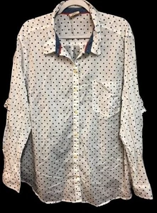 * St. john's bay white blue polka dots long sleeves buttoned down top 5X - Picture 1 of 7