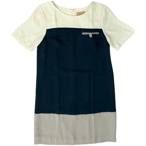 Vestido Anthropologie Kachel Gris Marfil Azul Marino Funda Manga Corta Cuello Redondo Talla 2 - Imagen 1 de 9