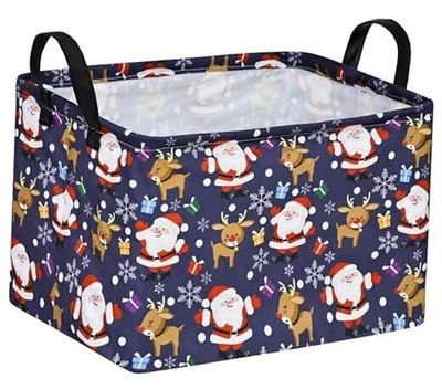 Cesta de regalo de Navidad estante juguetes contenedor de almacenamiento para niños, rectángulo Snowsanta Foto 1 de 4