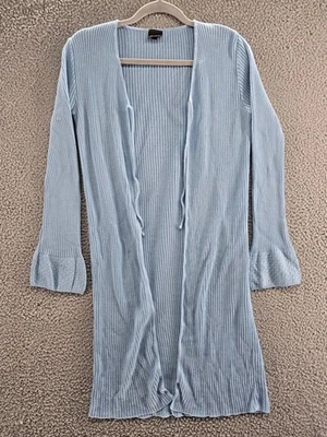 Vintage Y2K Xhilaration Cardigan Womens Large Light Blue Ribbed Open Front - Image 1 of 4