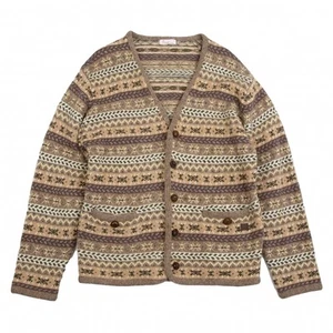 Papas Fair isle Wool Knit Cardigan Size S-M(K-108840) - Picture 1 of 12