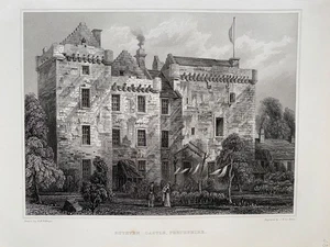 1852 Antique Print; Huntingtower / Ruthven Castle, Perthshire after Billings - Picture 1 of 2