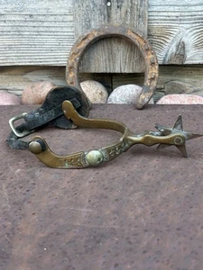 1880-1900 Buermann Sternsporn (links) + handgeschmiedetes Eisenhufeisen Old West Set - Bild 1 von 21