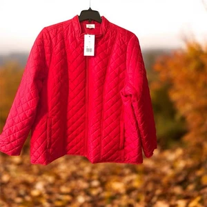 Chaqueta acolchada Kim Rogers para mujer 2X roja ligera cremallera completa - Imagen 1 de 5