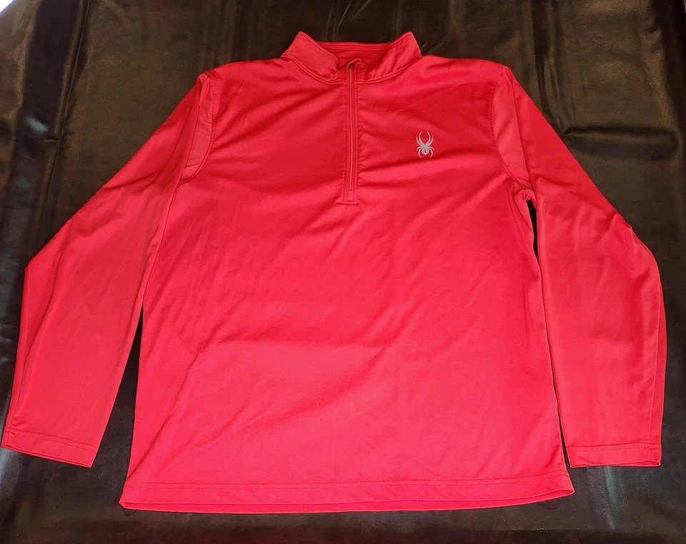 Camisa Spyder Masculina X-Grande Manga Longa 1/4 Zíper Vermelha Leve Casual - Imagem 1 de 4