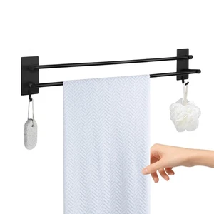 Self Adhesive Stainless Steel Towel Rack Storage For Bathroom Bedroom Kitchen - Picture 1 of 9