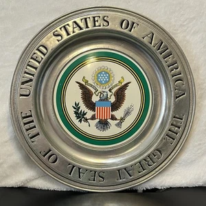 Pewter Plate The Great Seal of The United States of America 1960 Wilton RWP Vtg - Picture 1 of 24