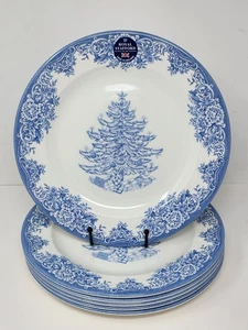 Set 6 Piatti Royal Stafford Blu Albero di Natale Vacanze 11" Nuovi - Foto 1 di 5