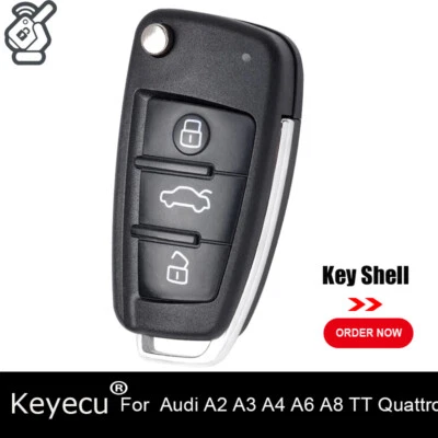 Folding Remote Key Case Fob 3 Button for Audi A3 A4 A6 A8 Q7 TT 2005 2006 -2019 Foto 1 de 4