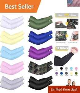Compression Arm Sleeves for Cycling Fishing - Breathable Ice Silk Tattoo Cover - Picture 1 of 8