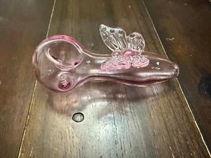 Ciotola per pipa in vetro premium 4" farfalla rosa chiaro - Foto 1 di 2