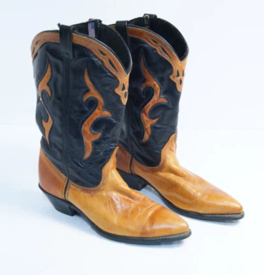 Damas Dingo Botas de Vaquero Negro y Naranja Congac Llama Vaquera 7 a 7.5M Western Foto 1 de 4