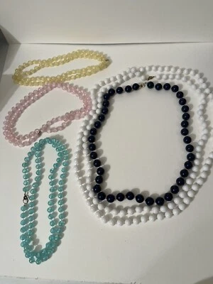 Lote de 5 Collares Cuentas Vintage Mod Grueso. Náutica. Disfraz Foto 1 de 4