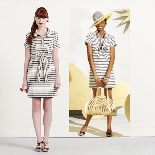 Abito camicia Kate Spade New York Dana a righe panna nero Midas L