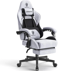 Sedia Da Gaming Da Ufficio, in Tessuto, Con Cuscino Primaverile, Azione Massaggi - Foto 1 di 12