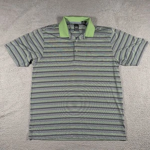 Page & Tuttle Shirt Large L Green Blue Striped Polo Golf Logo Cool Swing Mens - Picture 1 of 10