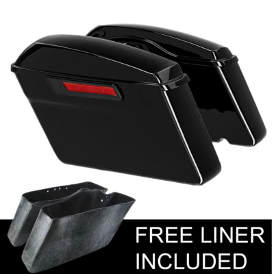 Vivid Black Hard Saddle Bags w/ Black Latch Fit For Harley Touring Models 14-24 - Image 1 of 4