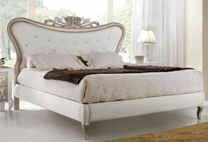 LETTO MATRIMONIALE SOFIA TESTATA LEGNO CHAMPAGNE O F.ARGENTO/ORO C/SWAROVSKI* - Foto 1 di 6