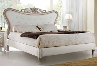 LETTO MATRIMONIALE SOFIA TESTATA LEGNO CHAMPAGNE O F.ARGENTO/ORO C/SWAROVSKI* - Immagine 1 di 4